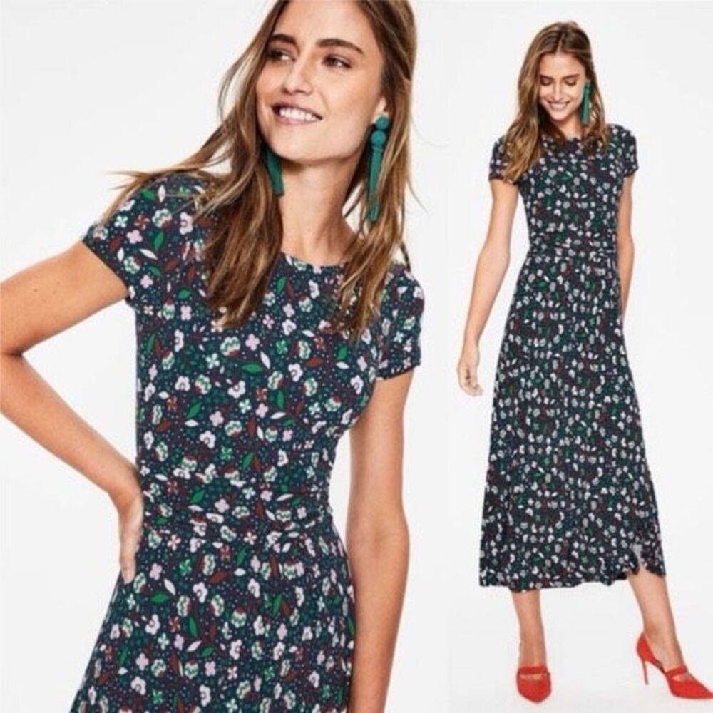 Boden Alda Jersey midi printed dress size 2 petite
